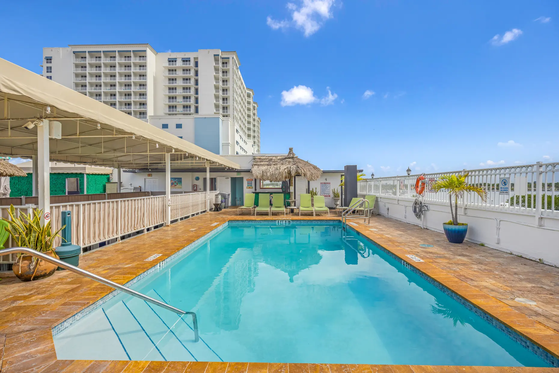 Pool steps and covered deck