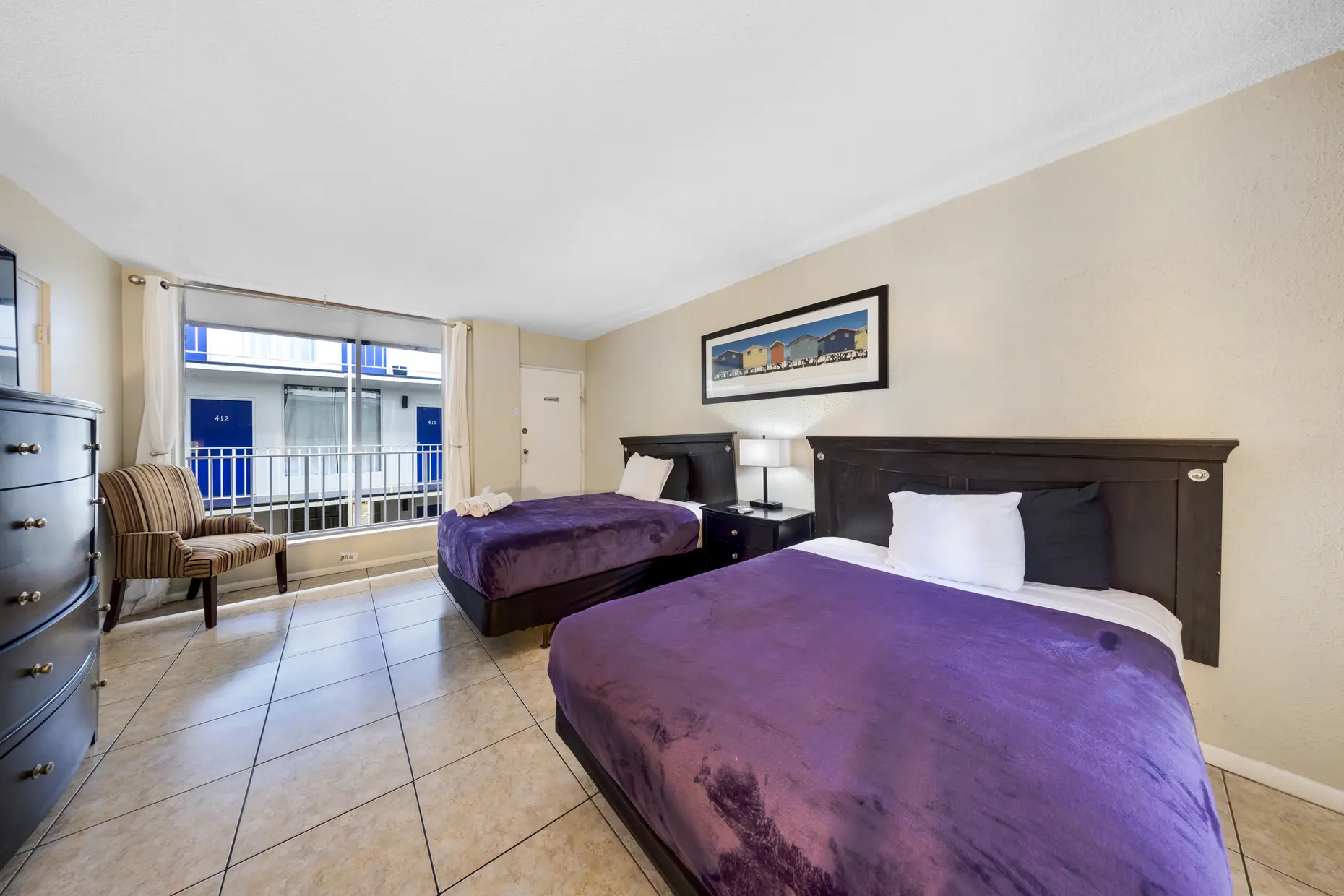 Standard room with two beds and picture window